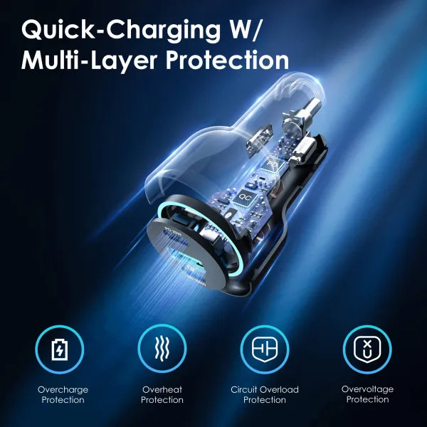 Cargador de coche Rexing de 120 W con triple puerto USB C y cable incluido