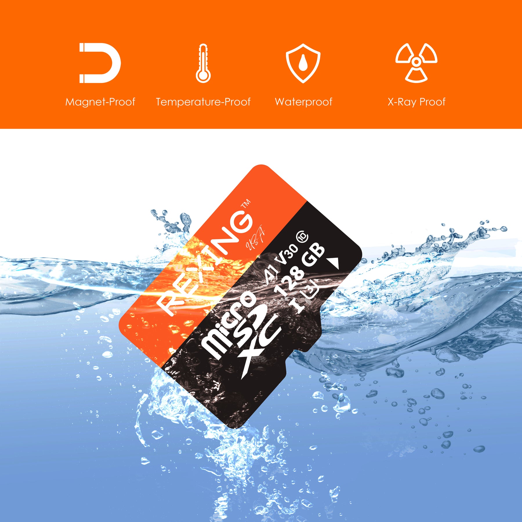 Tarjeta SD REXING microSDXC UHS-3 4K Full HD para monitoreo de video, transferencia de alta velocidad, con adaptador para cámaras de tablero, sistemas de vigilancia, cámaras de seguridad y cámaras corporales.