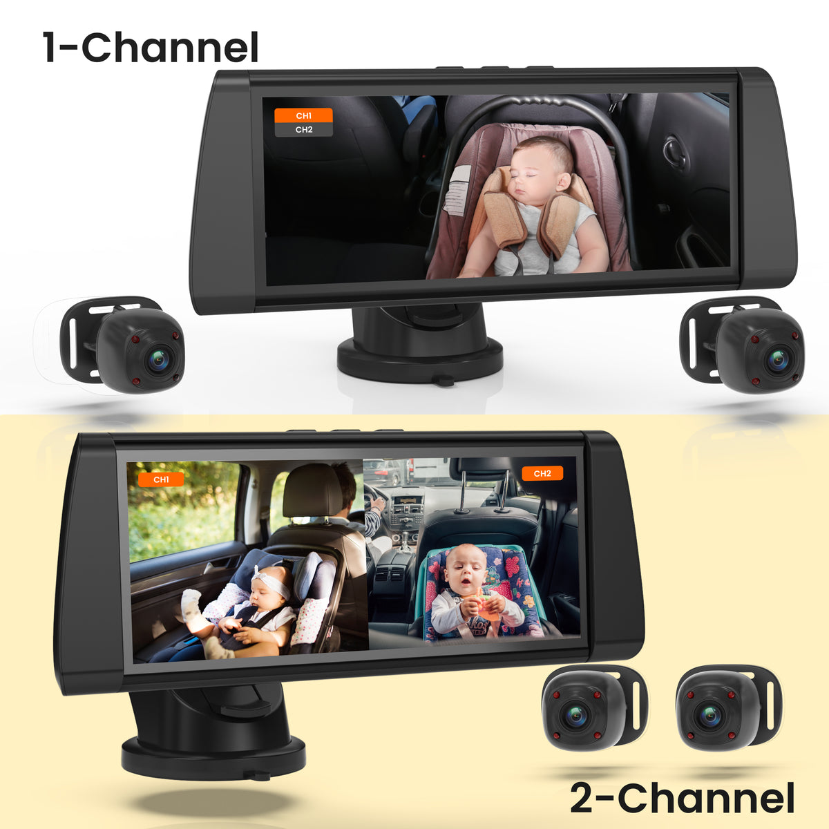 Rexing BC300 Dual Channel Baby Car Camera 1080p HD, IR Night Vision & Split-Screen Display