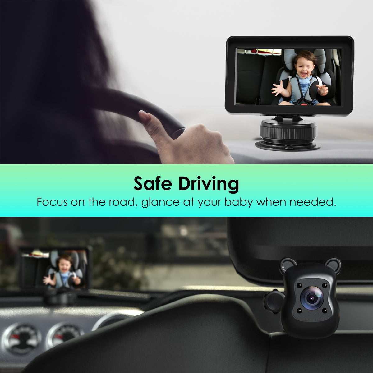 Rexing BC500 Pro In-Car Baby Monitor/Car Cam – 1080p IR Night Vision, Magnetic Mount
