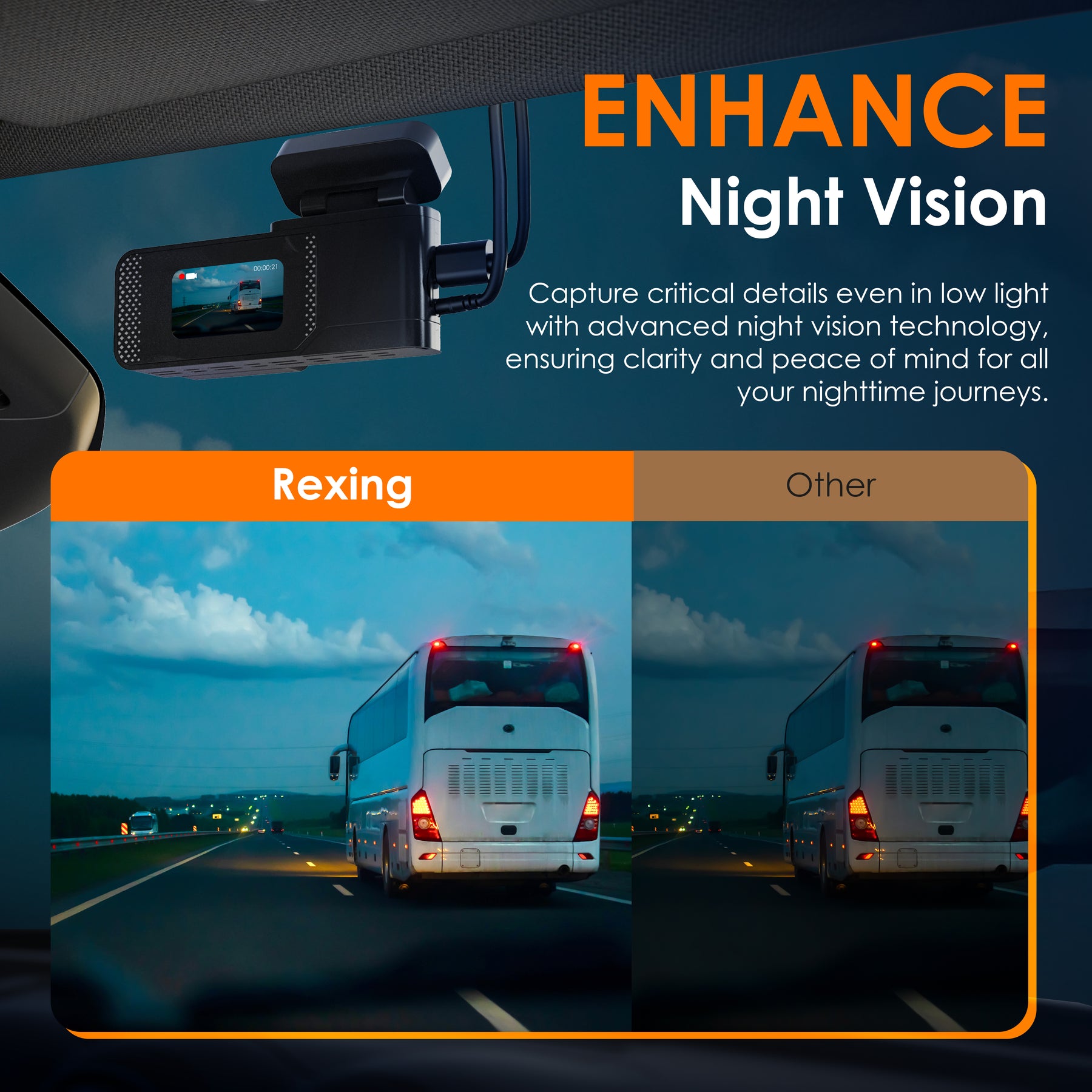 Rexing – C1 – 2K Front Dash Cam with Wi-Fi – Black