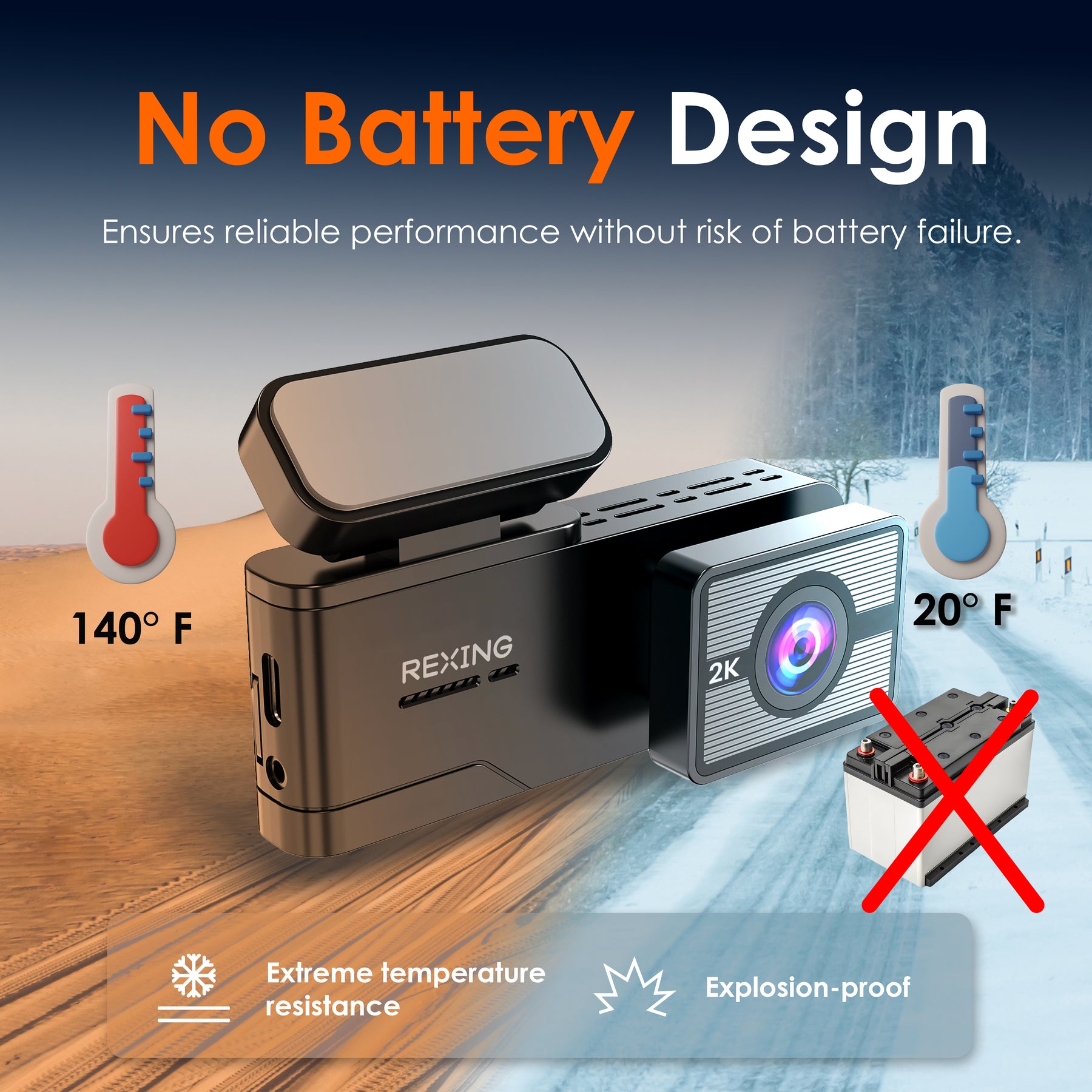 Rexing – C1 – 2K Front Dash Cam with Wi-Fi – Black