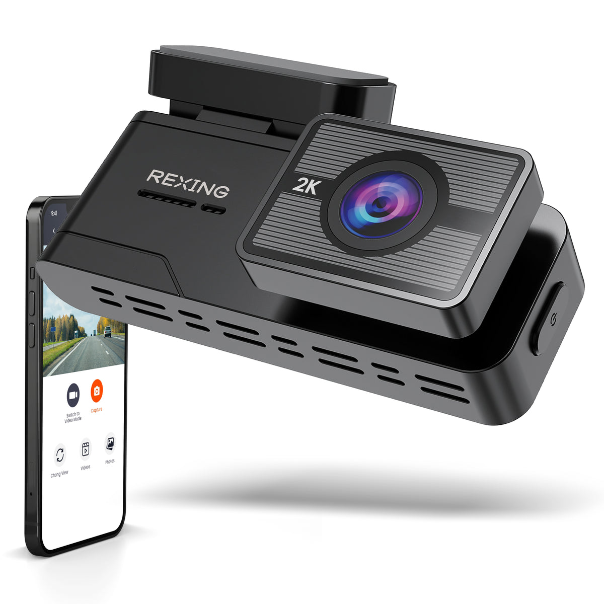 Rexing – C1 – 2K Front Dash Cam with Wi-Fi – Black