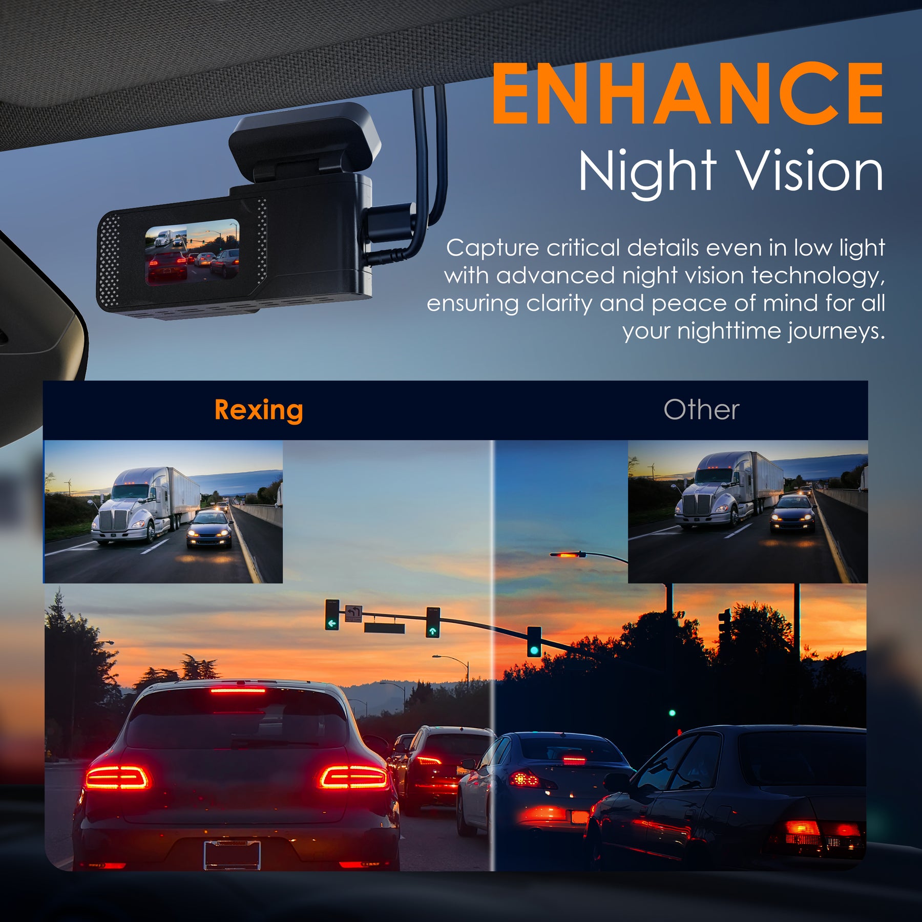 Rexing – C2 – 2K Front + 1080p Rear Dash Cam with Wi-Fi – Black