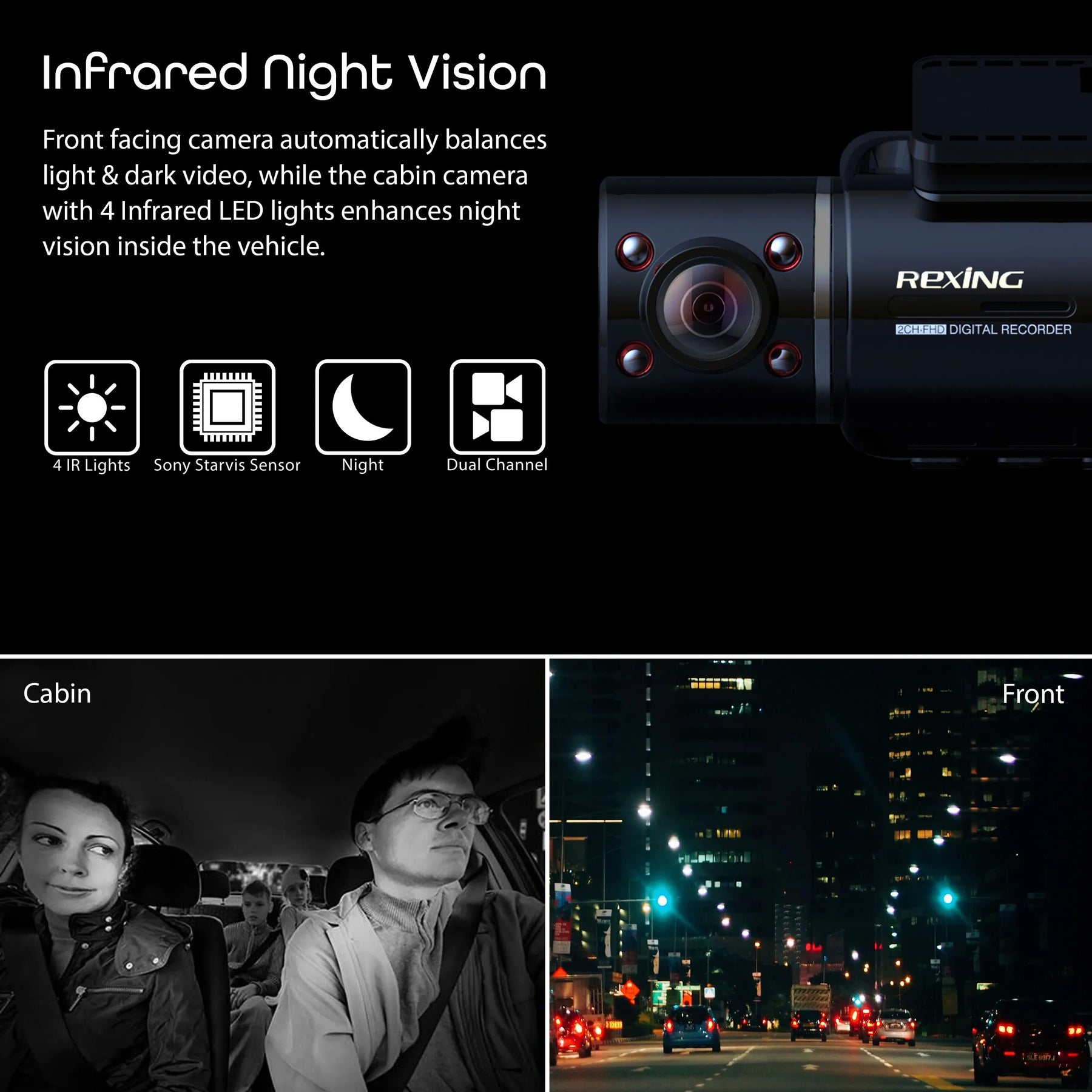 ¡Abre la caja! Rexing V3: cámara dual frontal e interior de cabina Full HD 1080p con wifi y GPS integrado.