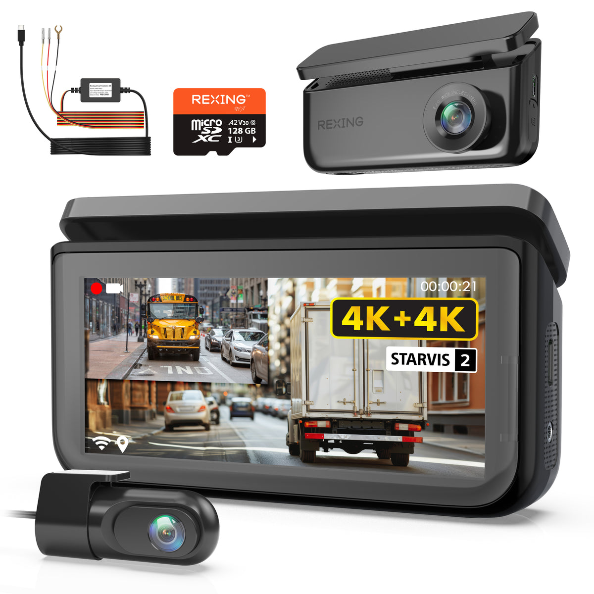 Rexing R88 4K Front + 4K Rear Dual Sony STARVIS Dash Cam with 5.8GHz WiFi GPS