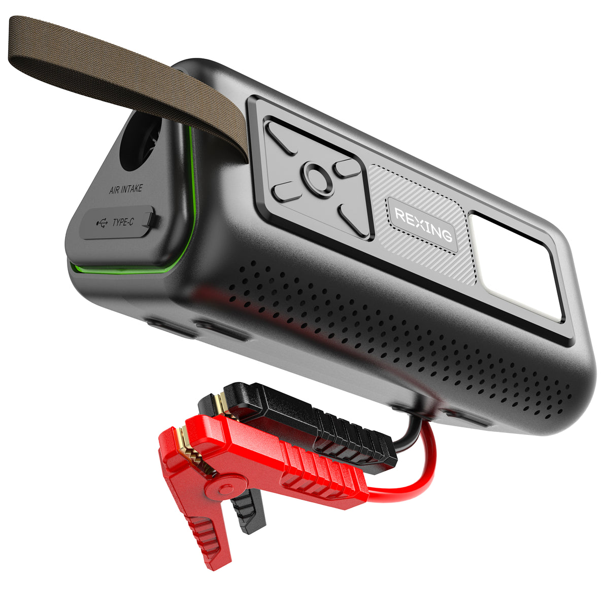 Rexing 3-in-1 Jump Starter, Tire Inflator & Air Blower, 1500A Peak 12V Car Battery Booster for 6L Gas/3L Diesel Engines with 150 PSI Air Compressor, LED Flashlight, 12000mAh Portable Power Bank