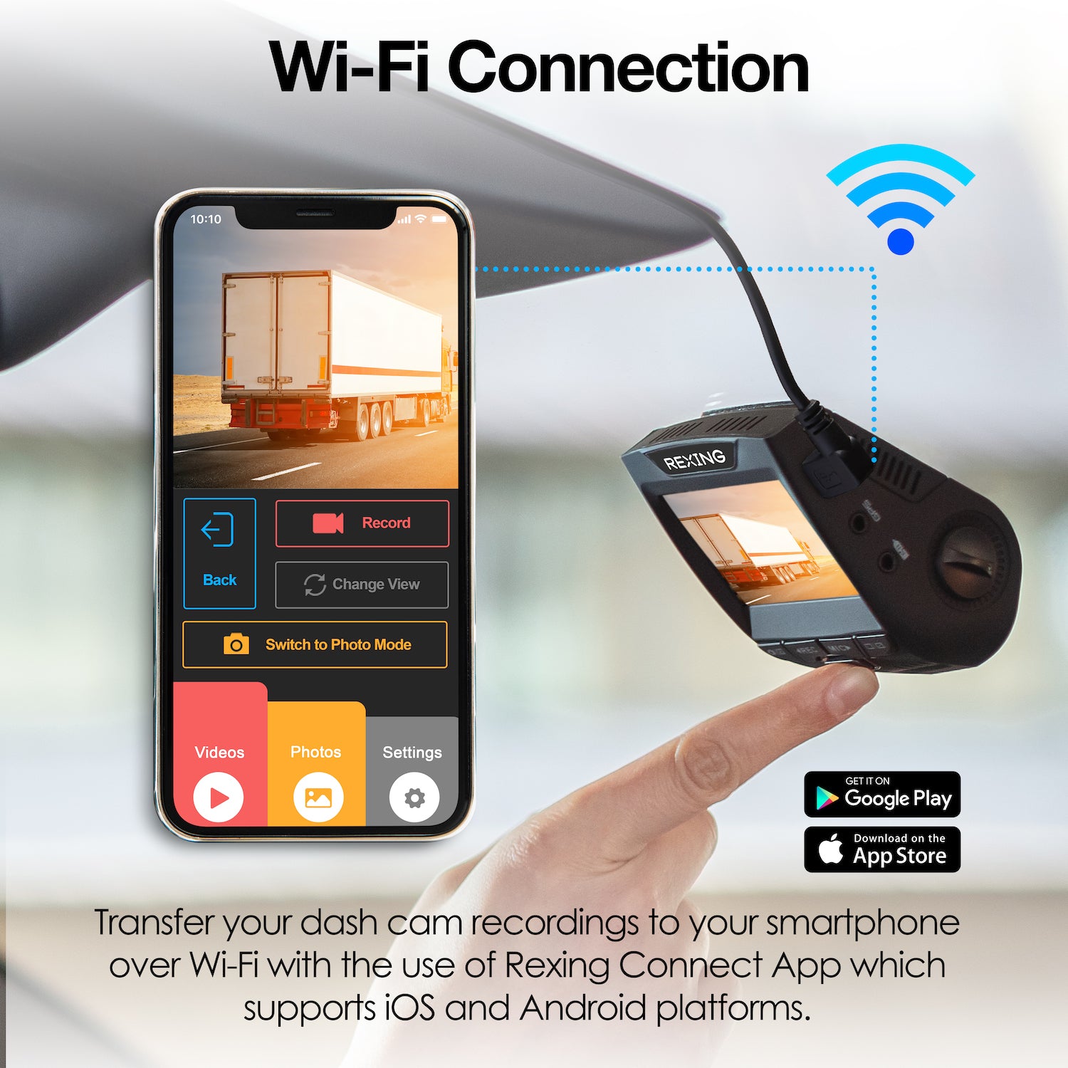 Rexing V1-4K Caméra de tableau de bord de voiture Ultra HD avec Wi-Fi