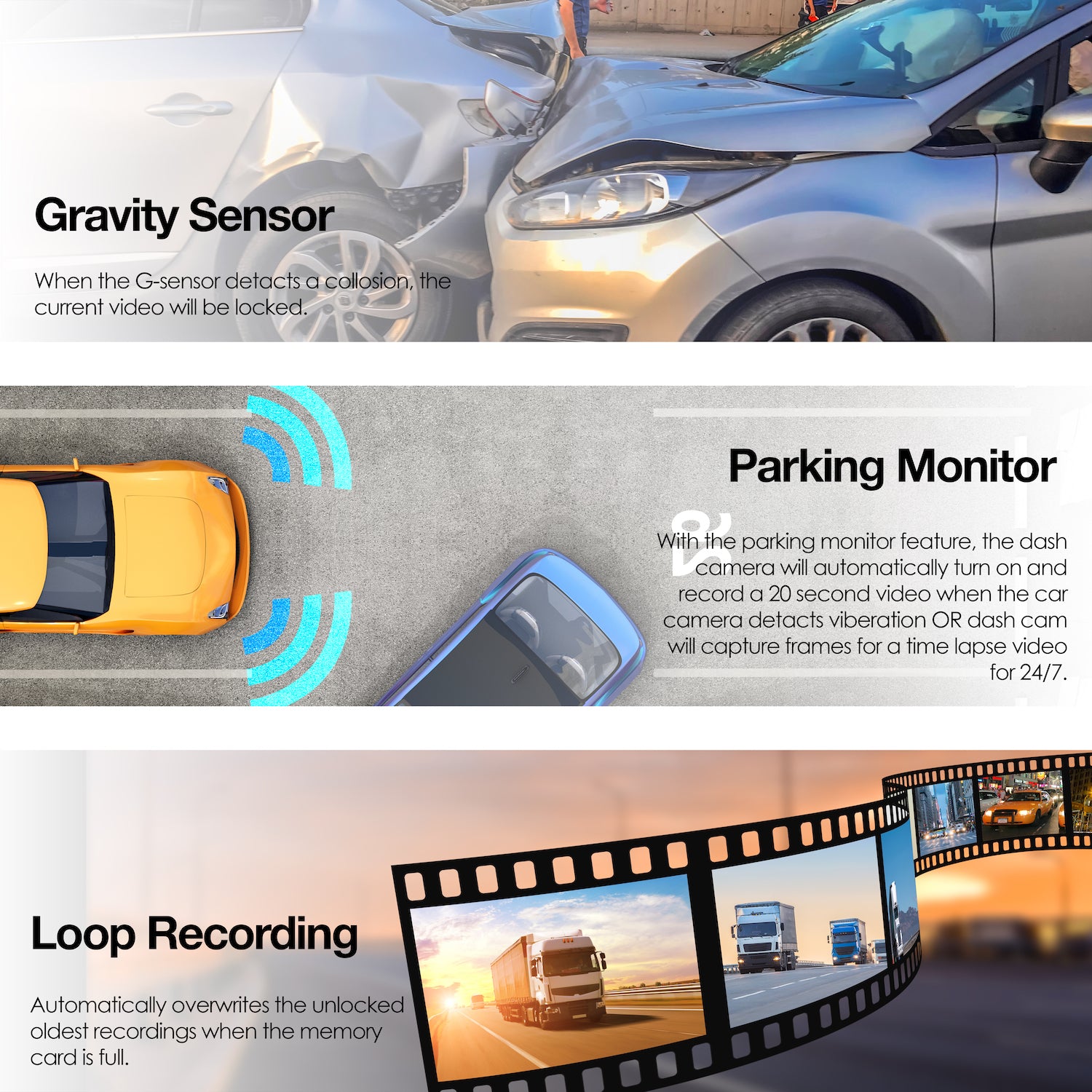 Rexing V1-4K Caméra de tableau de bord de voiture Ultra HD avec Wi-Fi