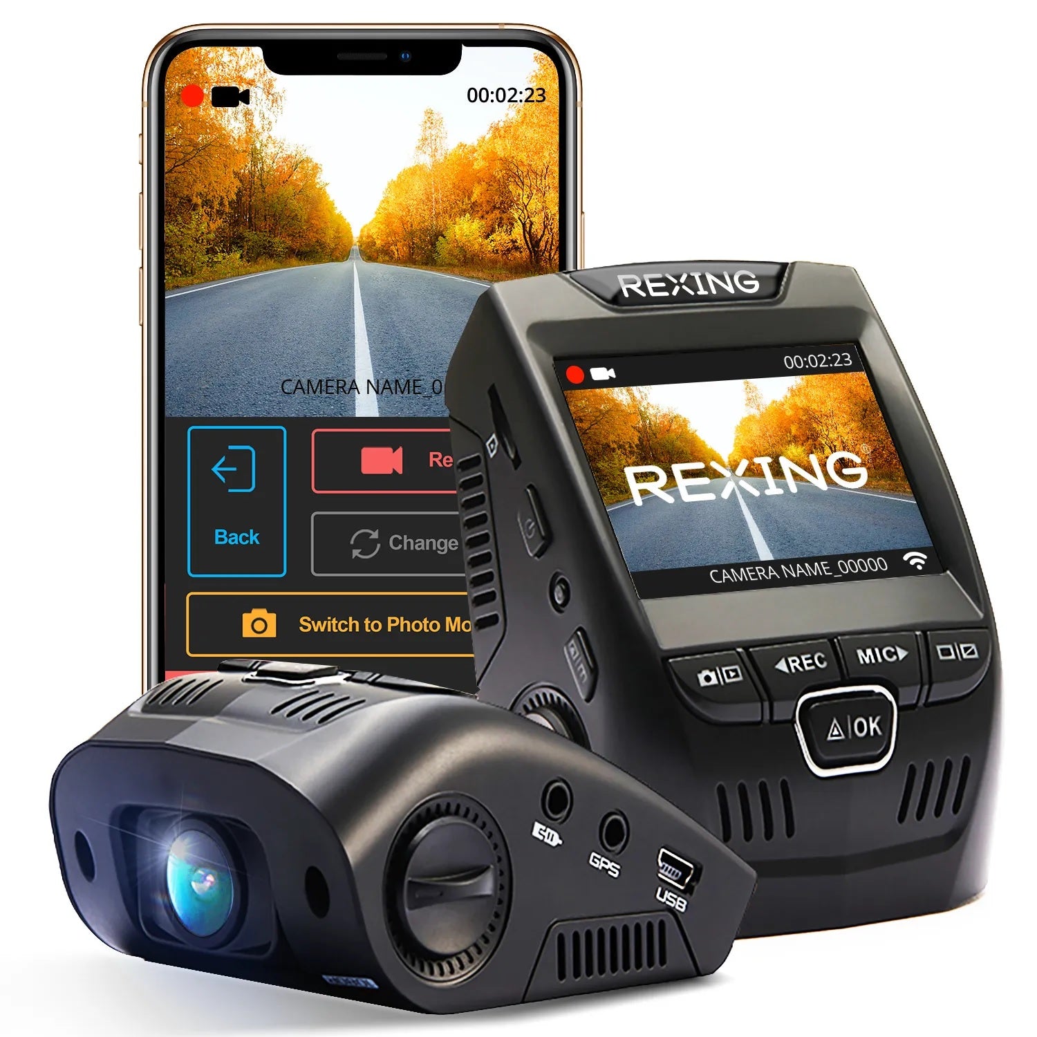 Rexing V1-4K Caméra de tableau de bord de voiture Ultra HD avec Wi-Fi