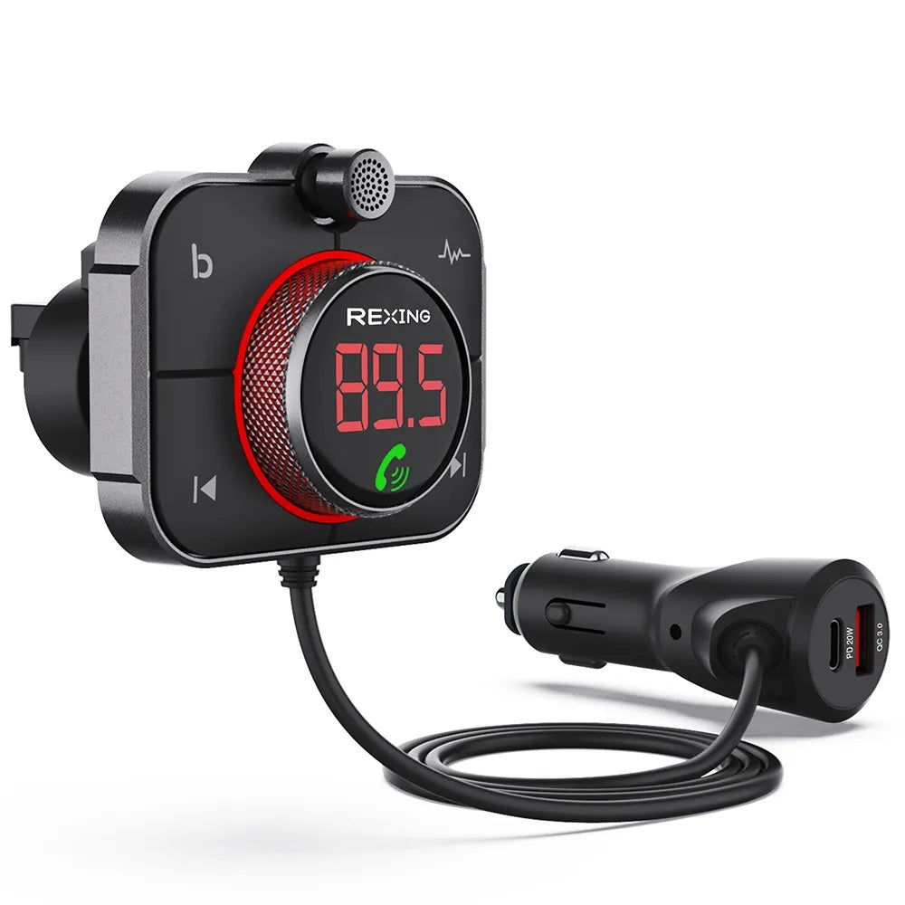 Rexing FMT2 Transmetteur FM Chargeur de voiture avec Bluetooth 5.0