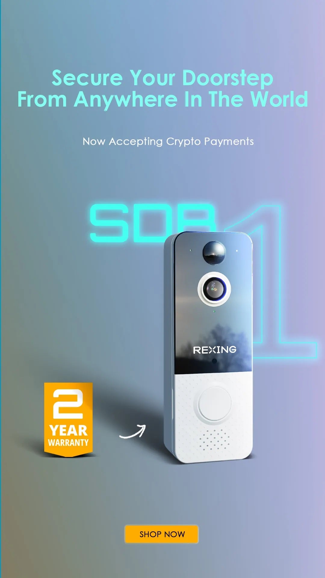 Rexing SDB1 + Garantie 2 ans gratuite Caméra de sonnette vidéo sans fil intelligente Enregistrement 1080p avec WiFi