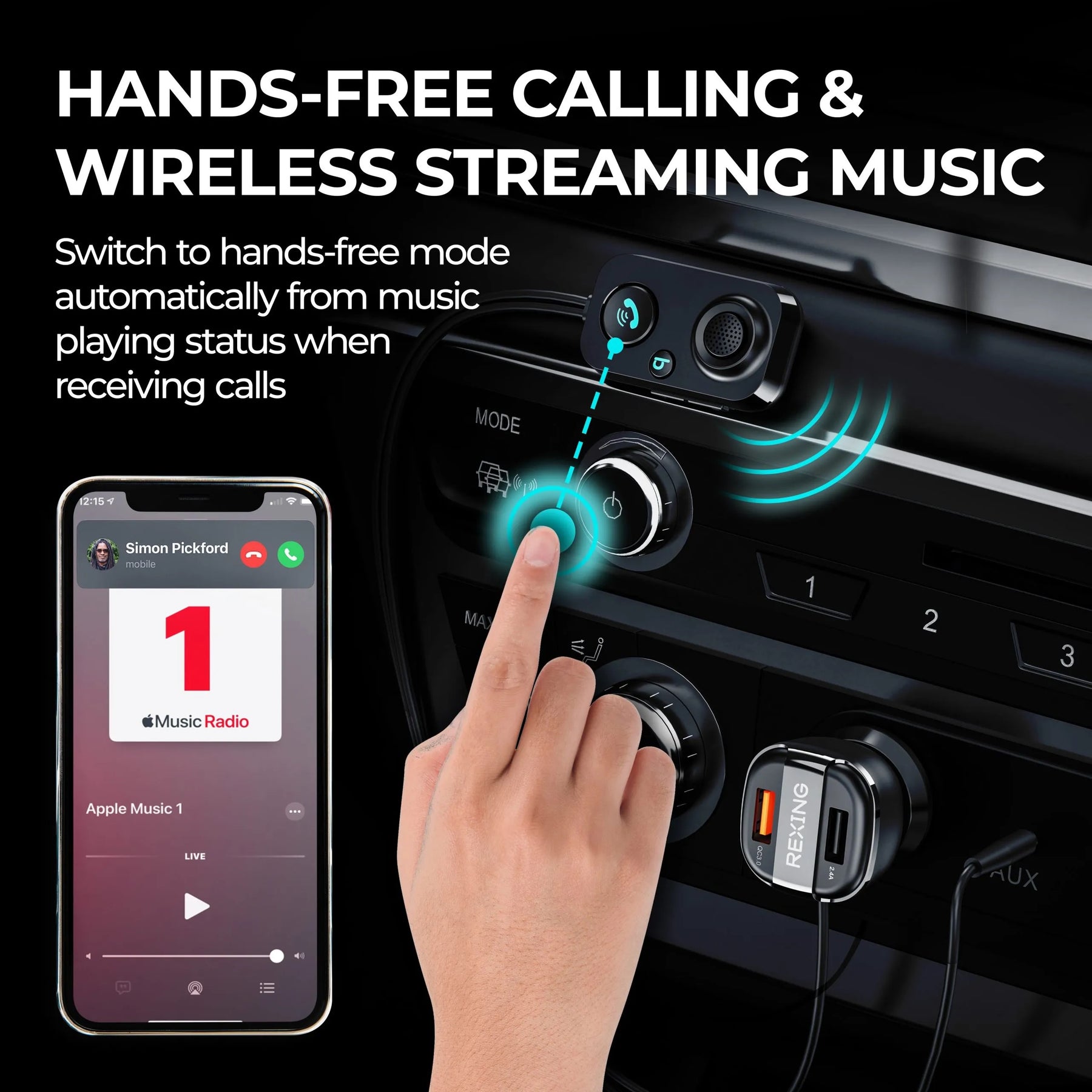 Receptor Bluetooth Rexing AUX2 Mini para coche con Bluetooth 5.1