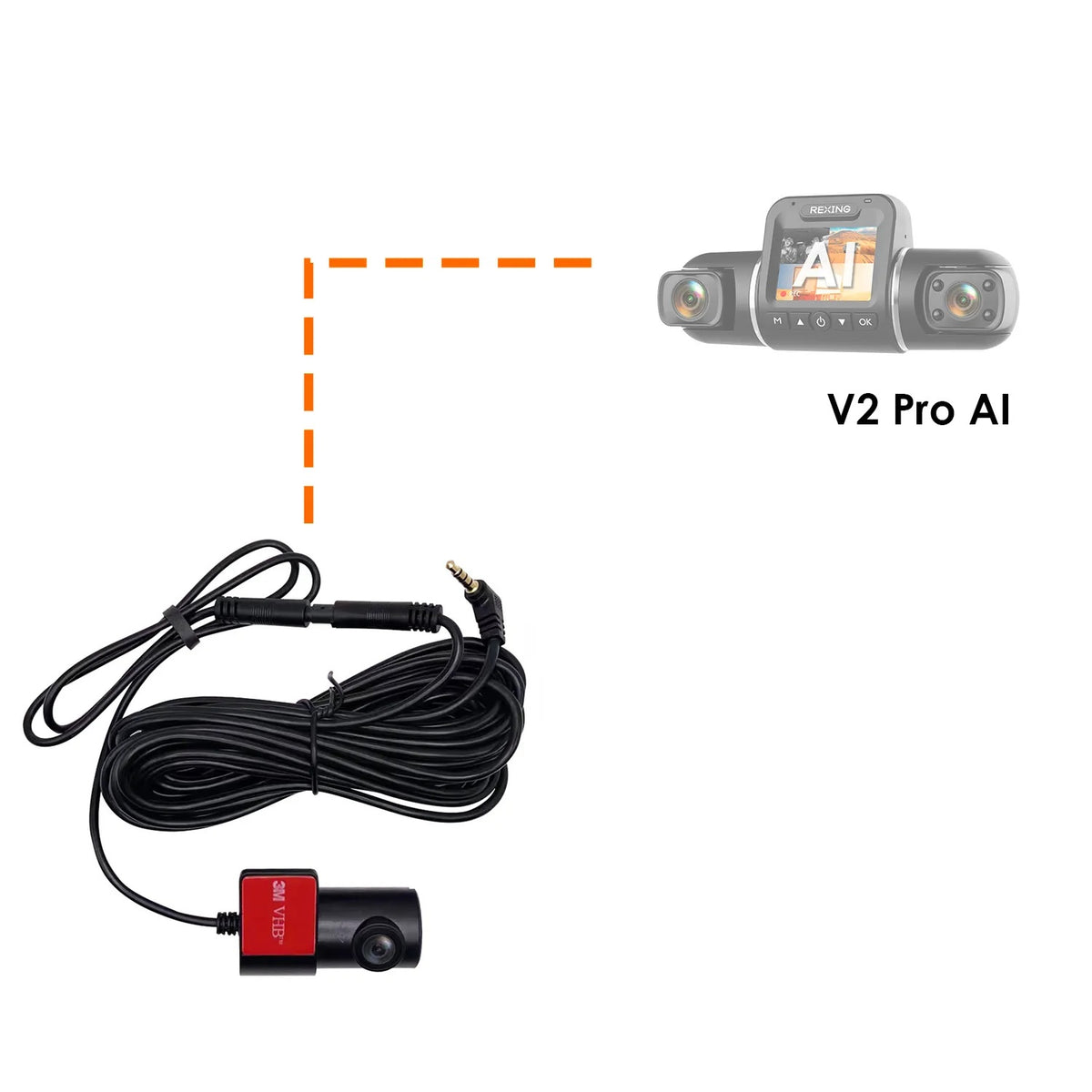 Caméra arrière Rexing pour V2 Pro AI Dash Cam