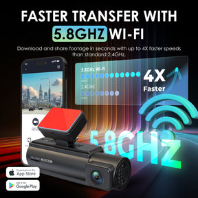 Rexing C2 Pro 4K Dual Dash Cam with Front & Rear 4K, 5GHz Wi-Fi, Parking Mode, 32GB Card