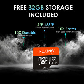 Rexing C2 Pro 4K Dual Dash Cam with Front & Rear 4K, 5GHz Wi-Fi, Parking Mode, 32GB Card