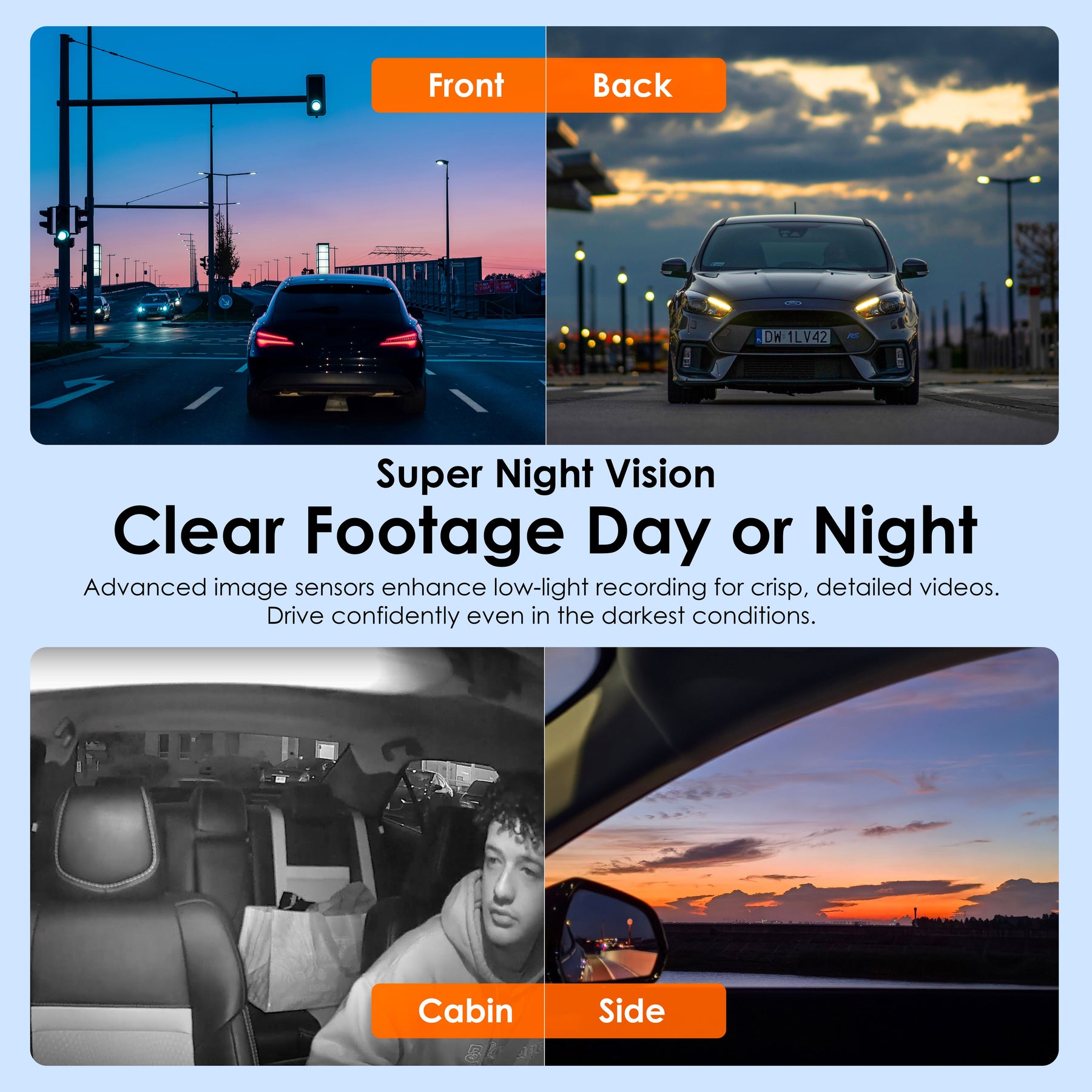 Rexing 4CH Dash Cam w/ All 1080p, Wi-Fi, Loop Recording, G-Sensor, Dual Mount, 32GB Card Included