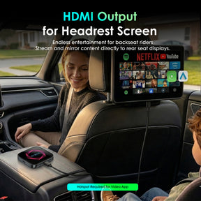 Rexing AI Box Wireless CarPlay & Android Auto Adapter - Multimedia Video Box with Built-in Netflix, YouTube, TikTok Lite - Support USB Video & Music Playback, Custom Ambient Light Control - Plug & Play Car AI Streaming Hub