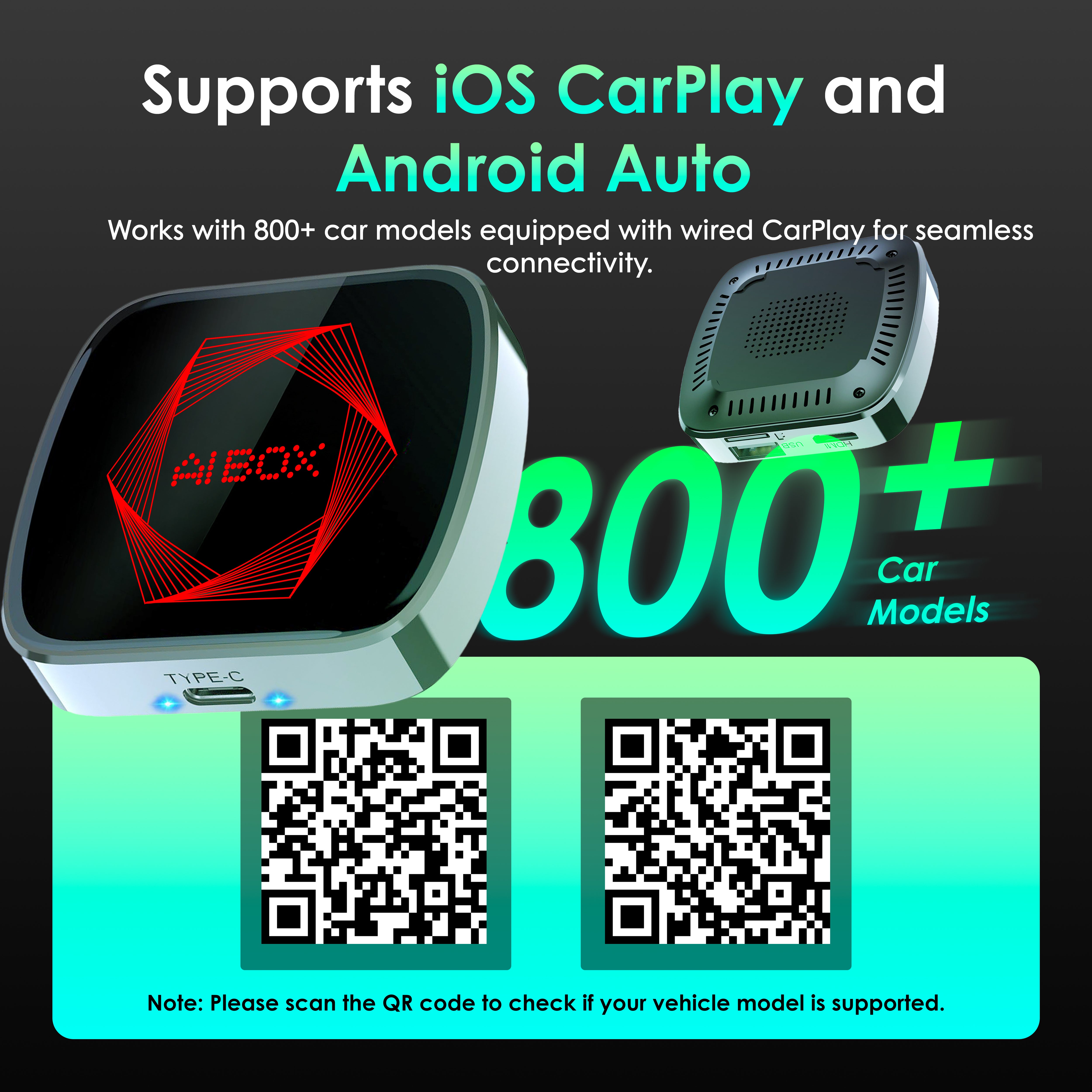 Rexing AI Box Wireless CarPlay & Android Auto Adapter - Multimedia Video Box with Built-in Netflix, YouTube, TikTok Lite - Support USB Video & Music Playback, Custom Ambient Light Control - Plug & Play Car AI Streaming Hub