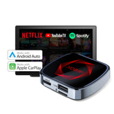 Rexing AI Box Wireless CarPlay & Android Auto Adapter - Multimedia Video Box with Built-in Netflix, YouTube, TikTok Lite - Support USB Video & Music Playback, Custom Ambient Light Control - Plug & Play Car AI Streaming Hub