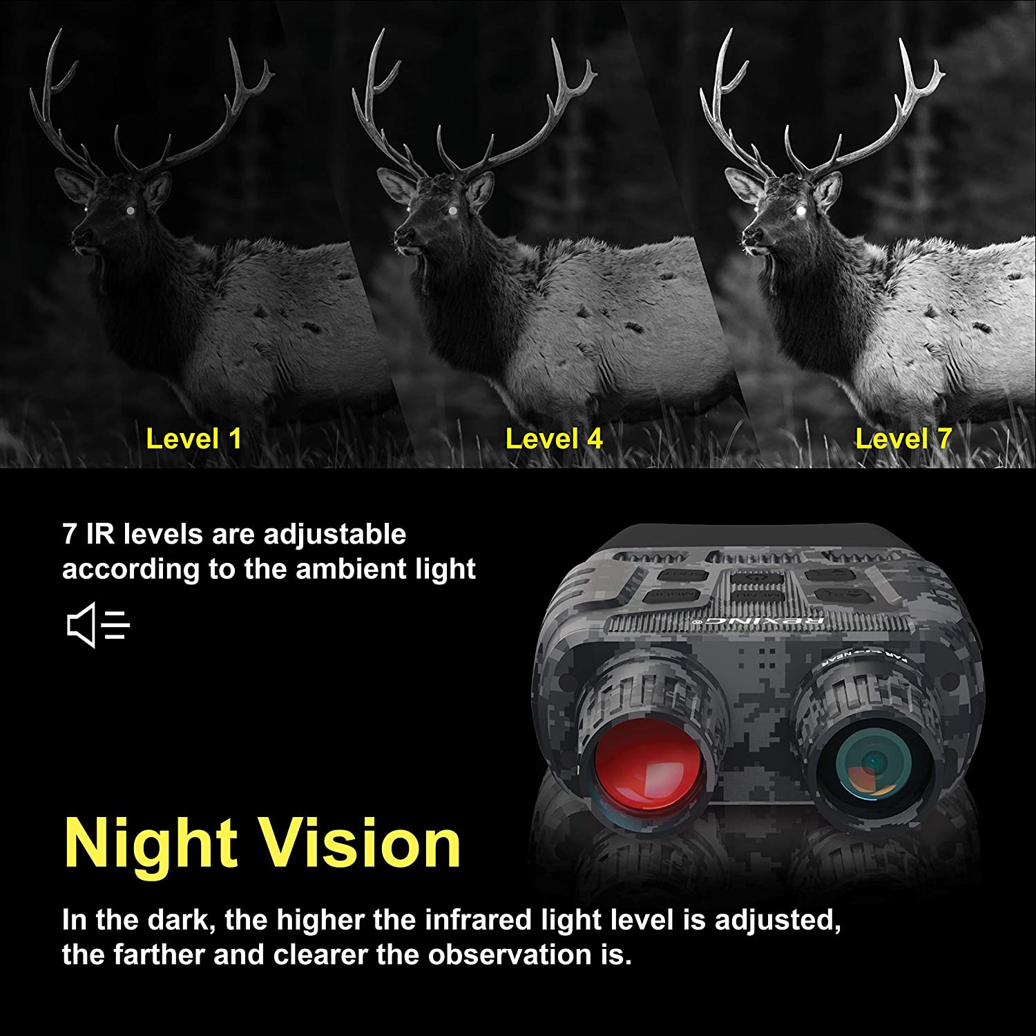 Gafas y binoculares de visión nocturna Rexing B1 (camuflaje digital)