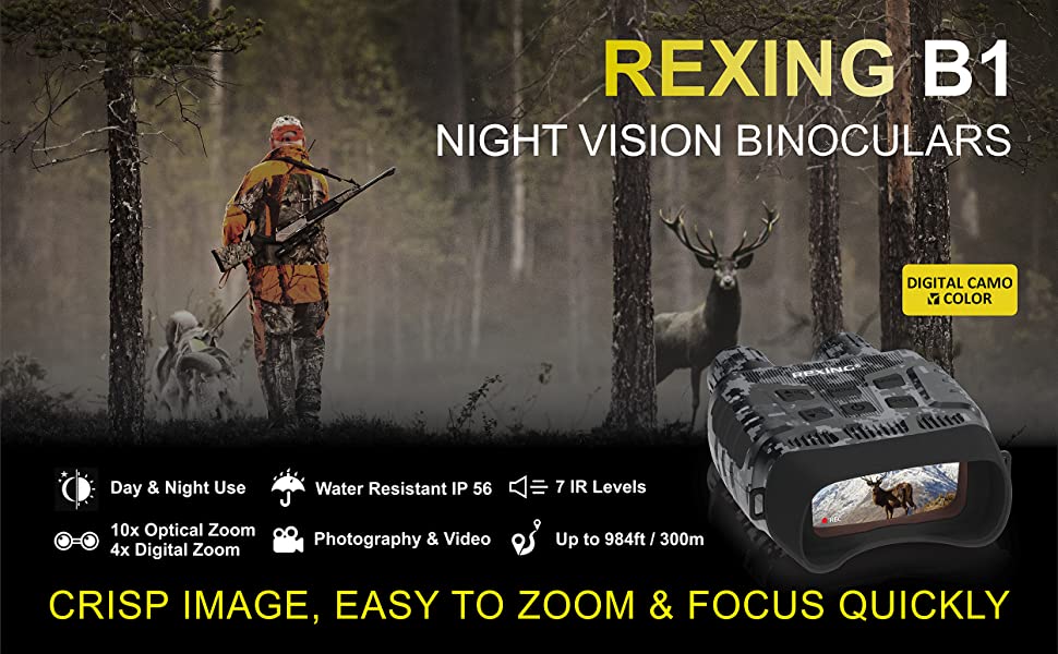 Gafas y binoculares de visión nocturna Rexing B1 (camuflaje digital)