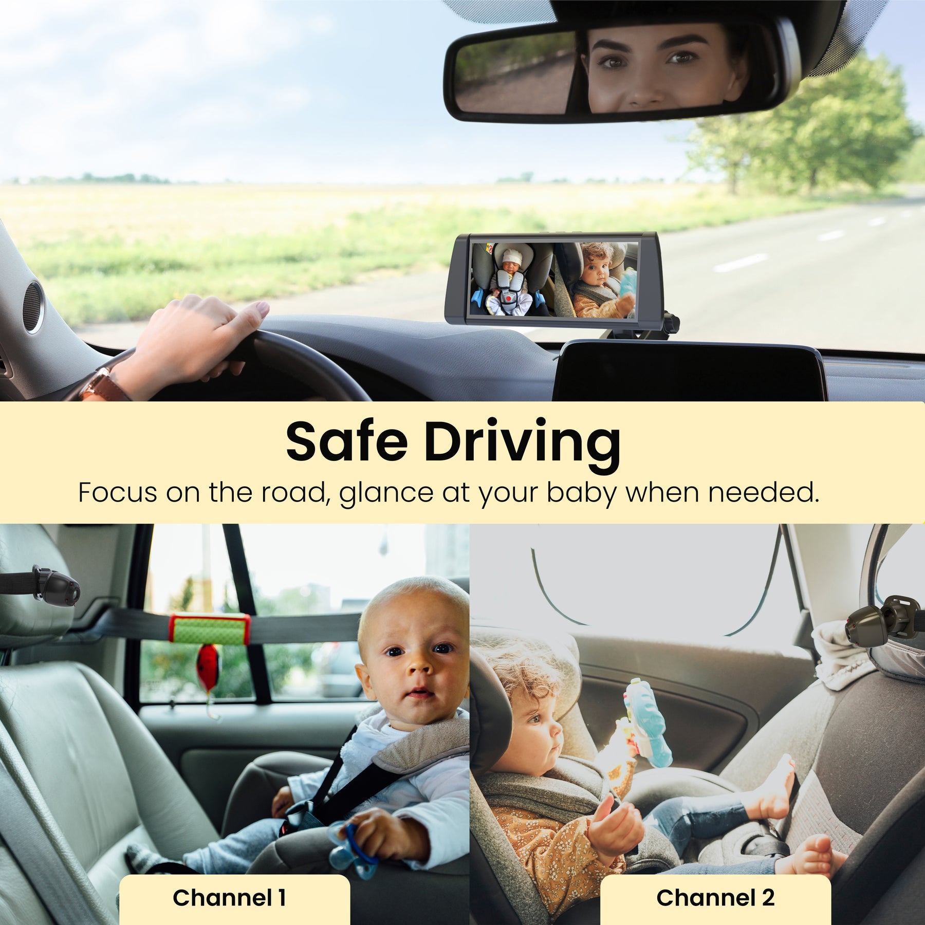 Rexing BC300 Dual Channel Baby Car Camera 1080p HD, IR Night Vision & Split-Screen Display