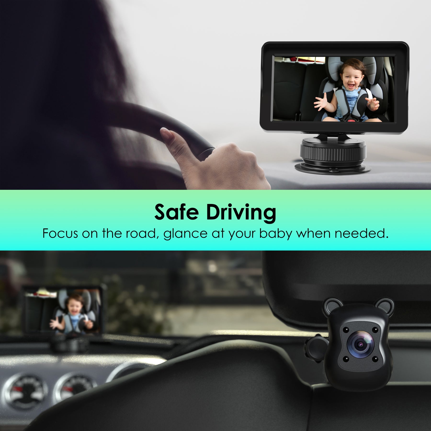Rexing BC500 Pro In-Car Baby Monitor/Car Cam – 1080p IR Night Vision, Magnetic Mount
