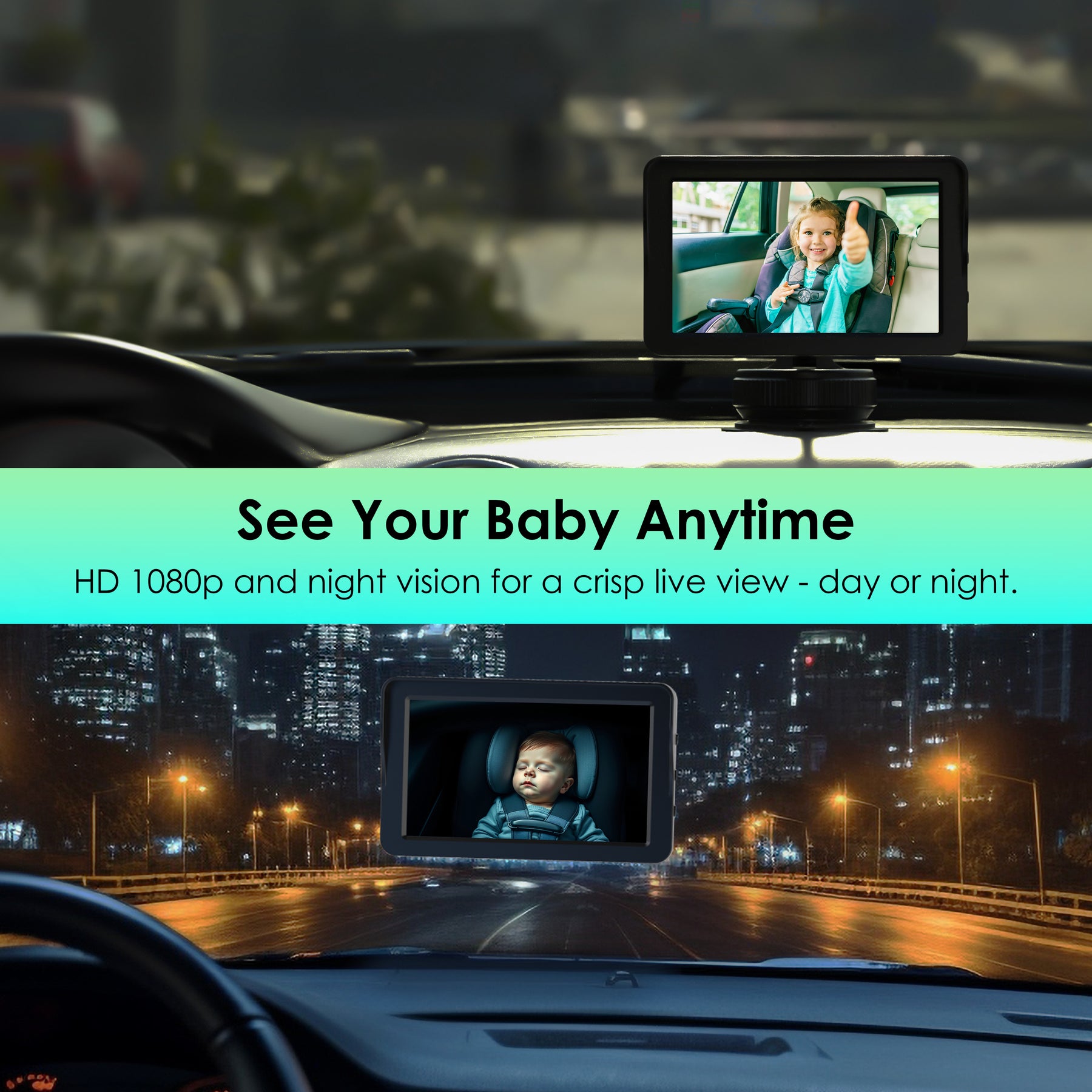 Rexing BC500 Pro In-Car Baby Monitor/Car Cam – 1080p IR Night Vision, Magnetic Mount