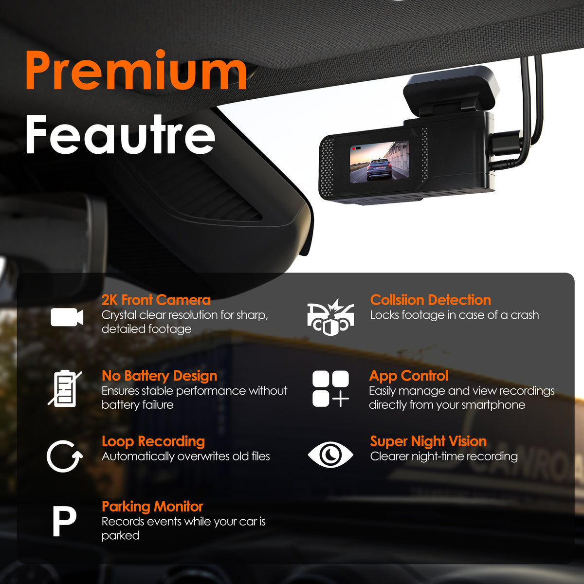 Rexing – C1 – 2K Front Dash Cam with Wi-Fi – Black