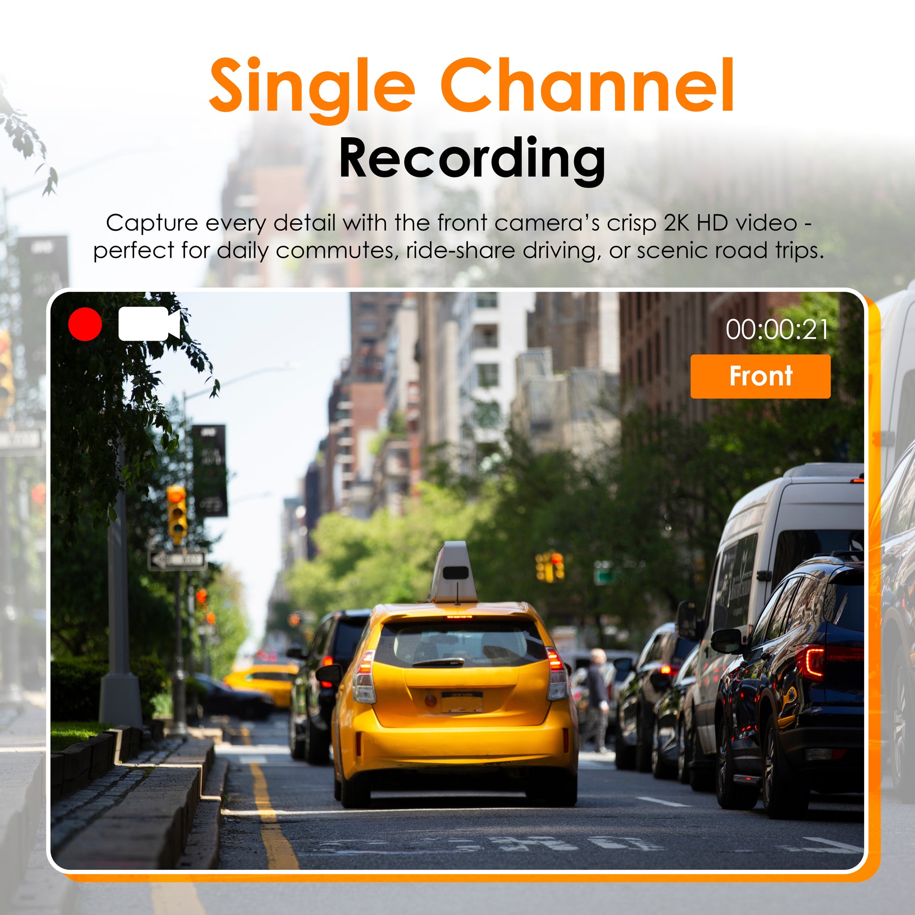 Rexing – C1 – 2K Front Dash Cam with Wi-Fi – Black