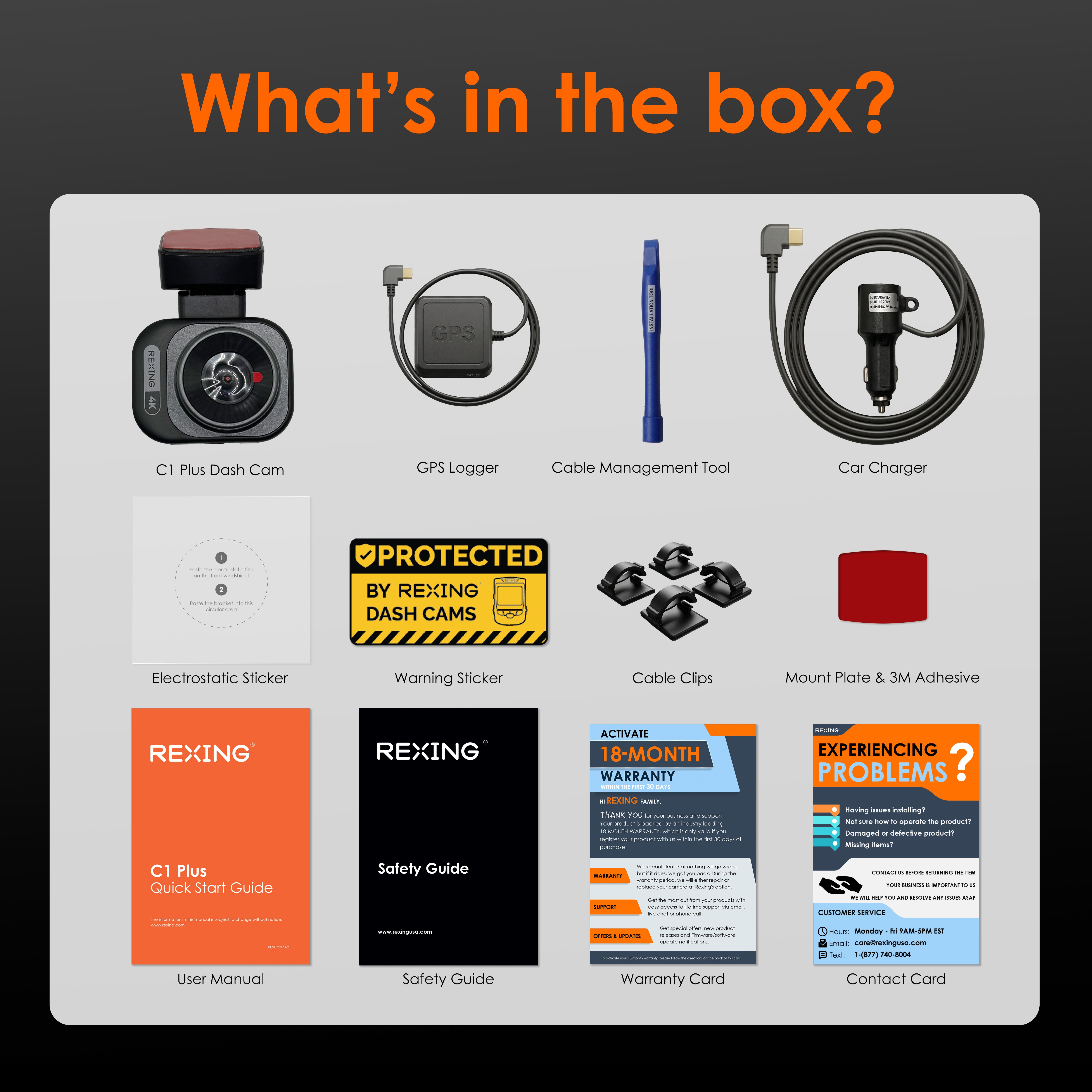 Rexing C1 Plus Ultra HD 4K Dash Cam with Wi-Fi & Built-in GPS, 170° Wide Angle, Parking Monitor, Loop Recording, G-Sensor, WDR, 32GB microSD Card Included