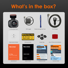 Rexing C1 Plus Ultra HD 4K Dash Cam with Wi-Fi & Built-in GPS, 170° Wide Angle, Parking Monitor, Loop Recording, G-Sensor, WDR, 32GB microSD Card Included