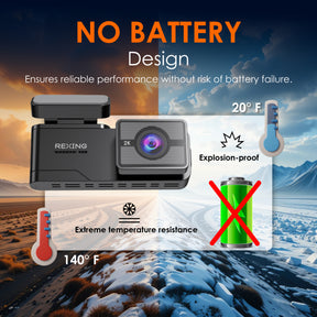 Rexing – C2 – 2K Front + 1080p Rear Dash Cam with Wi-Fi – Black
