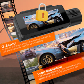 Rexing C3 3-Channel Dash Cam, 4K Front + 1080p Cabin & Rear, Wi-Fi, Night Vision, 24/7 Parking Monitor, G-Sensor, Loop Recording, No Battery Design