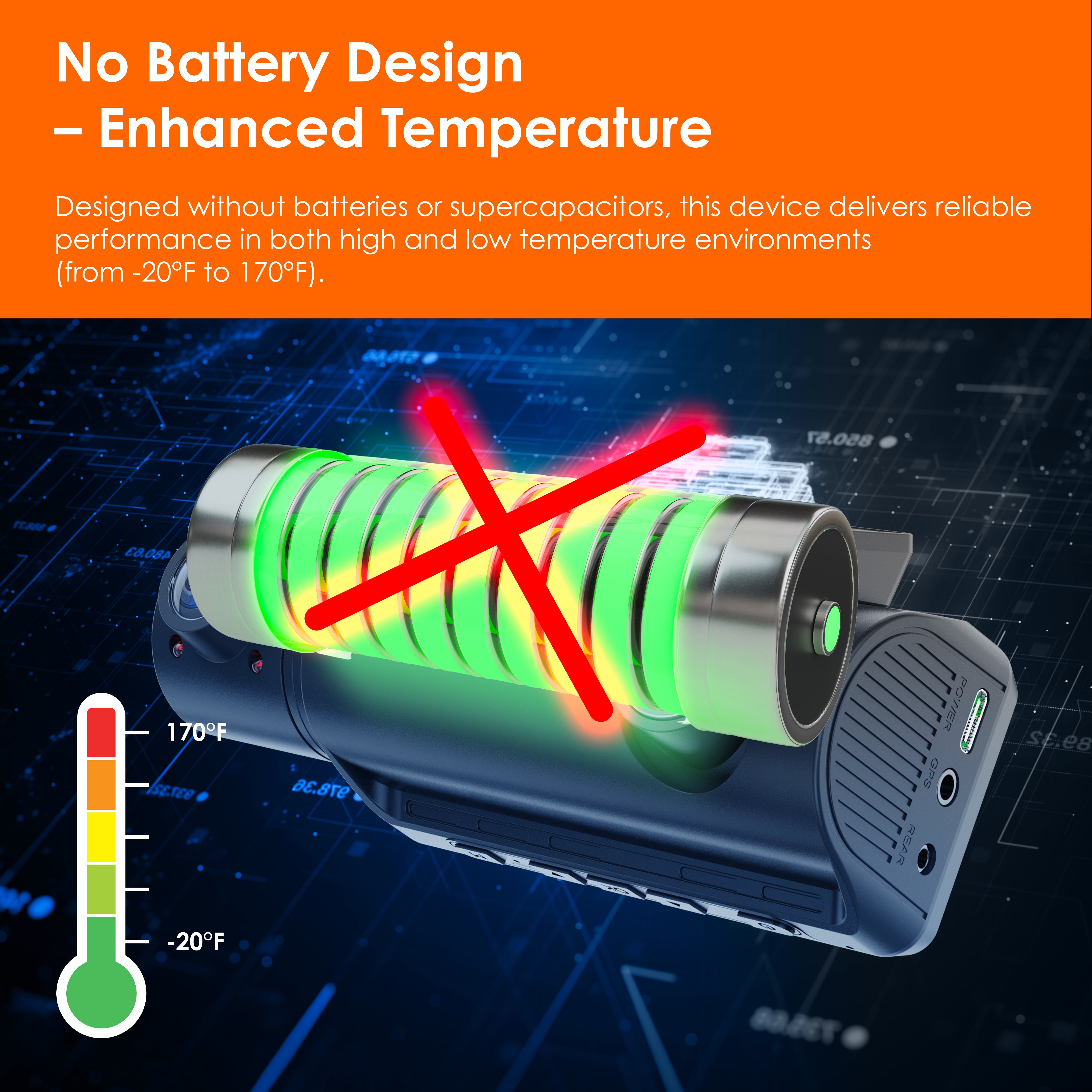 Rexing C3 3-Channel Dash Cam, 4K Front + 1080p Cabin & Rear, Wi-Fi, Night Vision, 24/7 Parking Monitor, G-Sensor, Loop Recording, No Battery Design