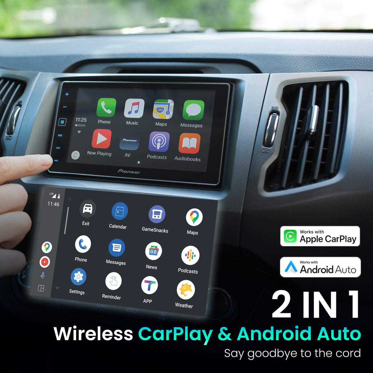Rexing CPW-42 Wireless CarPlay & Android Auto Adapter for iPhone (iOS 10+) and Android (Android 11+)