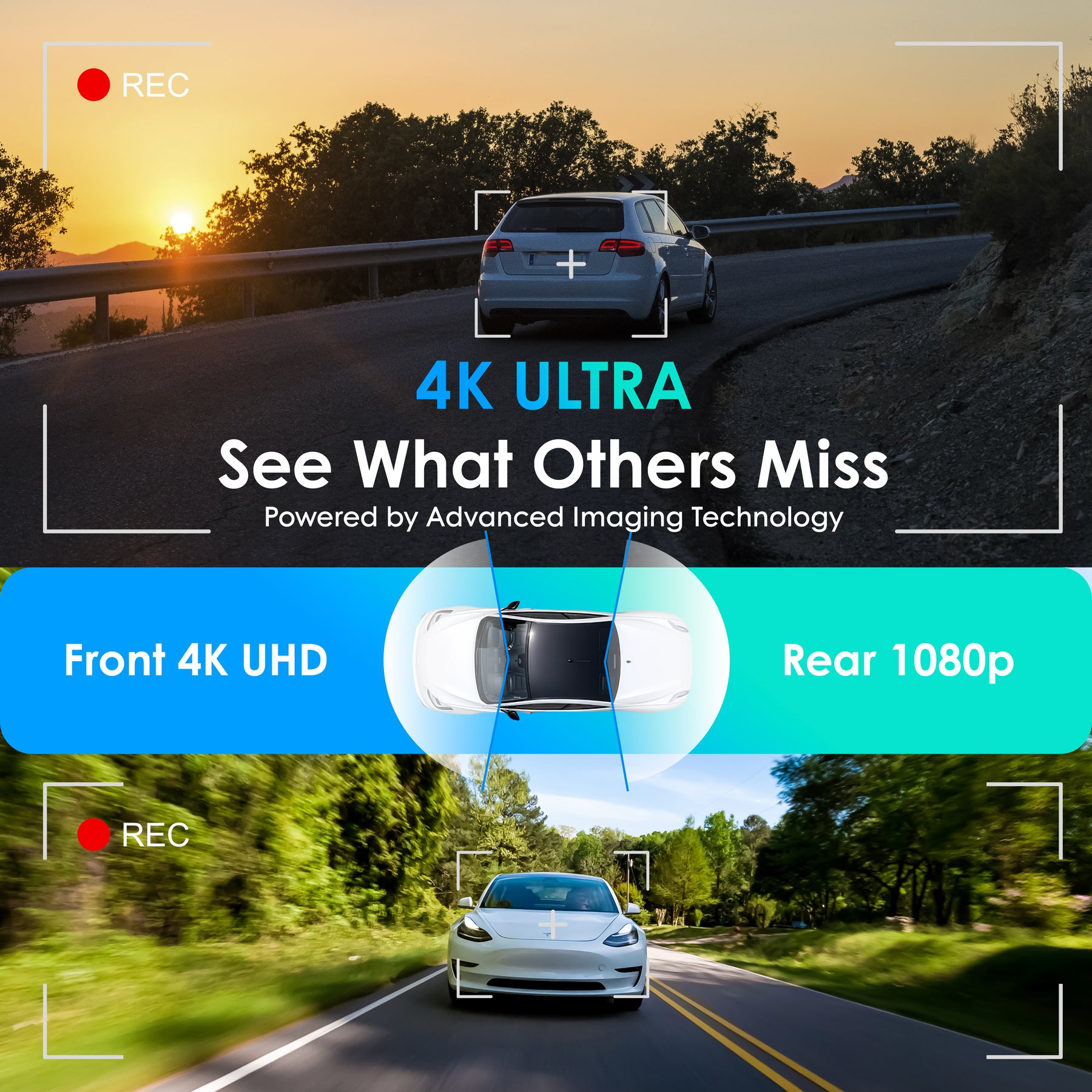 Rexing F30 4K+1080P Dual Dash Cam Front and Rear, Built-in GPS Mount, 5G Wi-Fi, App Control, Parking Monitor, Collision Detection