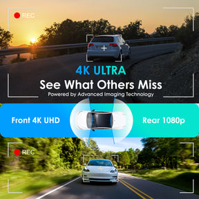 Rexing F30 4K+1080P Dual Dash Cam Front and Rear, Built-in GPS Mount, 5G Wi-Fi, App Control, Parking Monitor, Collision Detection