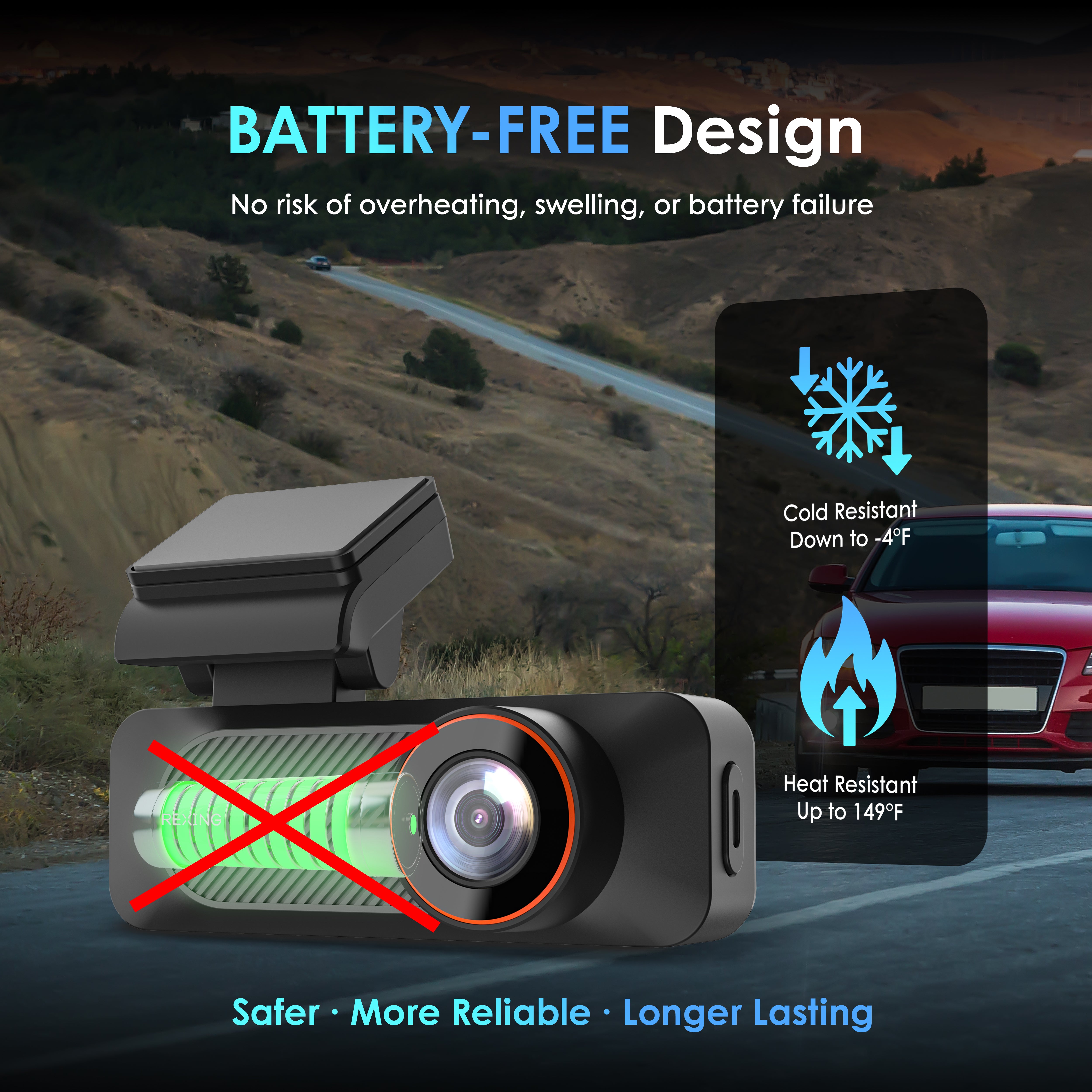 Rexing F30 4K+1080P Dual Dash Cam Front and Rear, Built-in GPS Mount, 5G Wi-Fi, App Control, Parking Monitor, Collision Detection