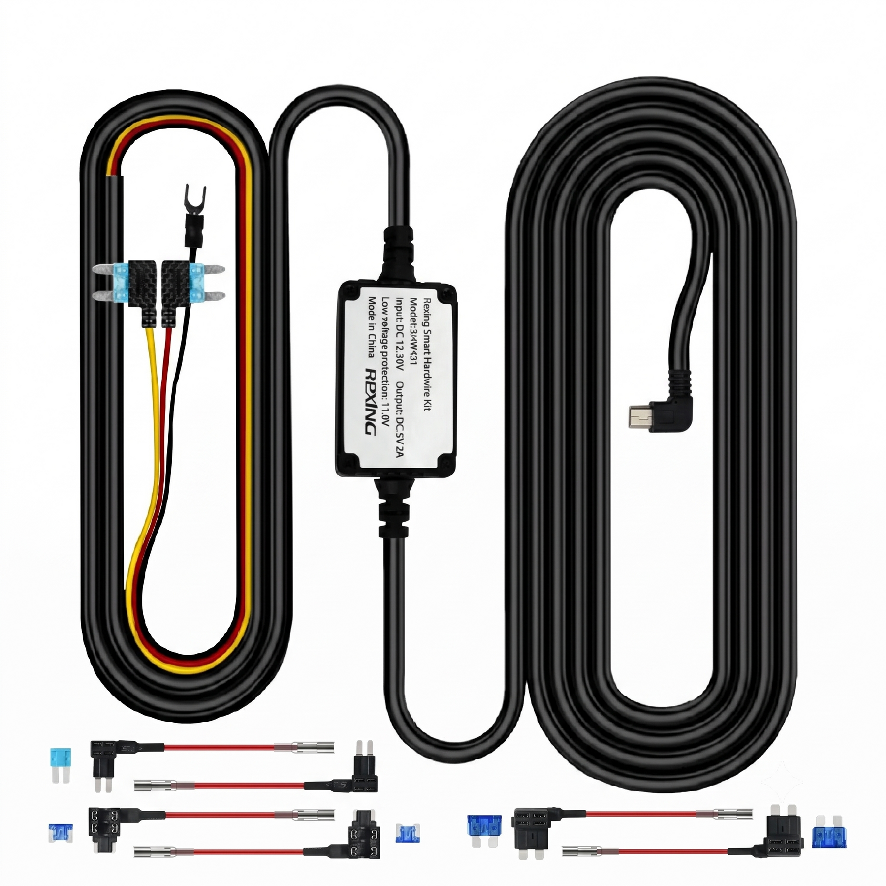 Kit de cableado inteligente Rexing con puerto mini-USB para todos los modelos de supercondensadores Rexing