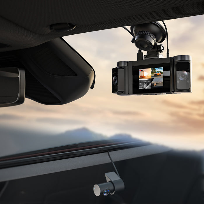 Rexing C4 installed at the windshield and separate rear camera
