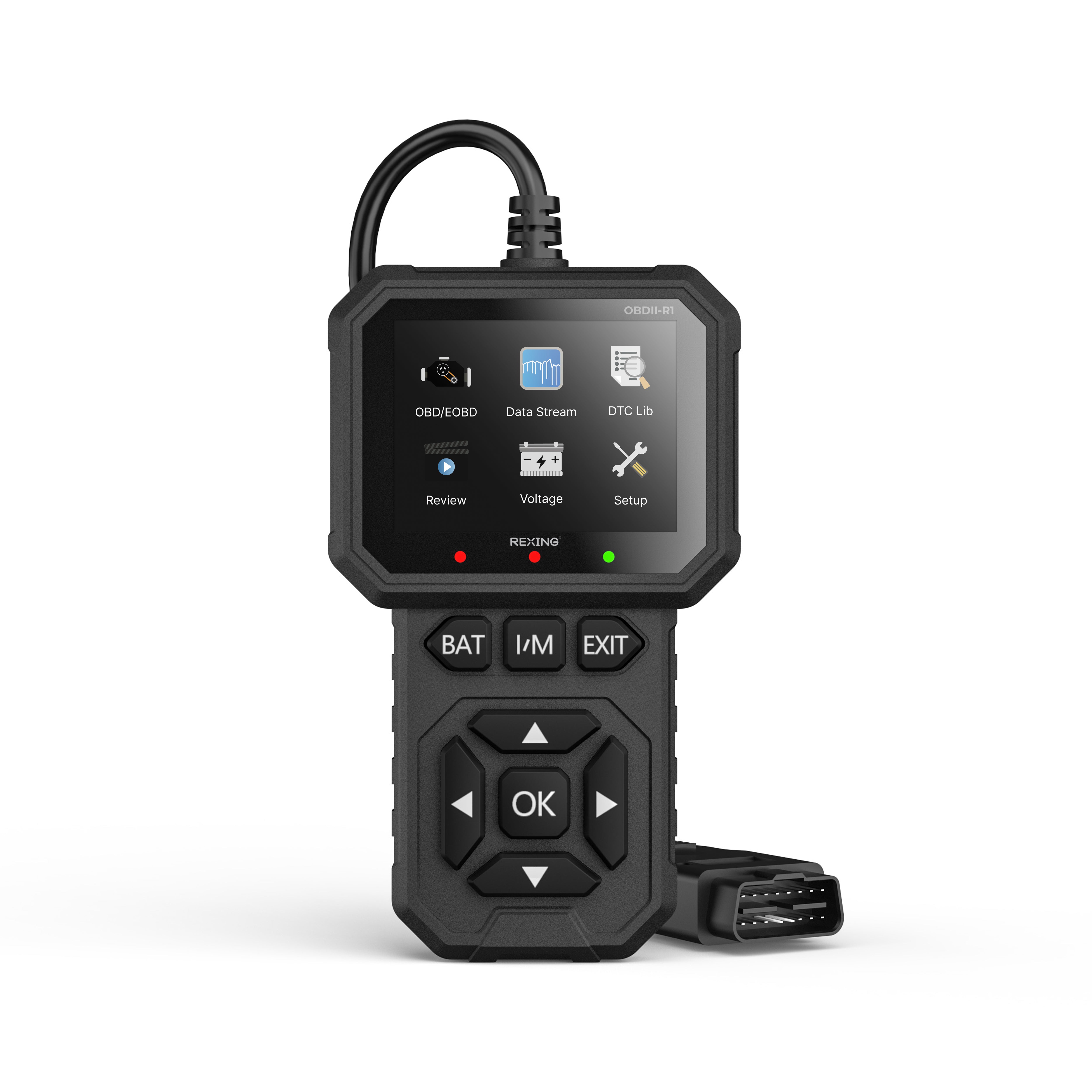 Rexing OBD2 Scanner - Enhanced Universal Car Code Reader & Diagnostic Tool for All OBDII Cars Since 1996, Read/Clear Engine Fault Codes, Check Smog Readiness, Live Data & Freeze Frame (Black)