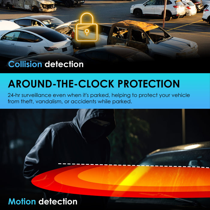 R316 parking protection with collision and motion detection; compatible hardwire kit required