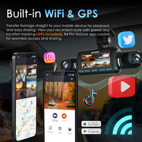 Rexing R4 Pro 2K Front + 1080p*3 4CH Dash Cam, WiFi, GPS, Loop Recording, Parking Mode, G-Sensor