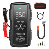 Rexing 2-in-1 Jump Starter & Tire Inflator, 7200mAh Portable 12V Car Battery Booster with 150 PSI Air Compressor, LED Flashlight, USB Power Bank for Roadside Emergencies