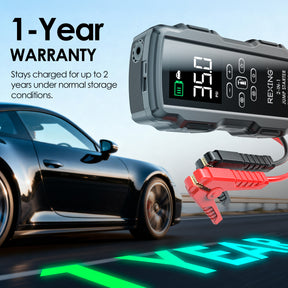Rexing 2-in-1 Jump Starter & Tire Inflator, 7200mAh Portable 12V Car Battery Booster with 150 PSI Air Compressor, LED Flashlight, USB Power Bank for Roadside Emergencies