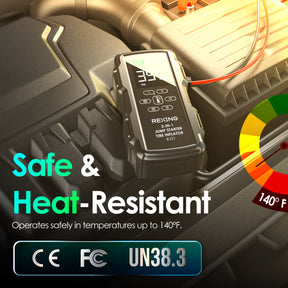 Rexing 2-in-1 Jump Starter & Tire Inflator, 7200mAh Portable 12V Car Battery Booster with 150 PSI Air Compressor, LED Flashlight, USB Power Bank for Roadside Emergencies
