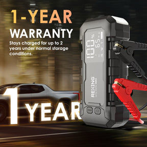 Rexing 3000A Jump Starter, 12V Car Battery Booster with 65W Quick Charger, LED Display, 20000mAh Portable Battery Pack for 8L Gas/8L Diesel Engines with LED Light & Jumper Cables