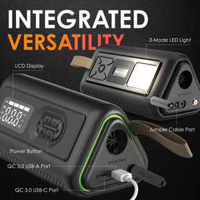 Rexing 3-in-1 Jump Starter, Tire Inflator & Air Blower, 1500A Peak 12V Car Battery Booster for 6L Gas/3L Diesel Engines with 150 PSI Air Compressor, LED Flashlight, 12000mAh Portable Power Bank